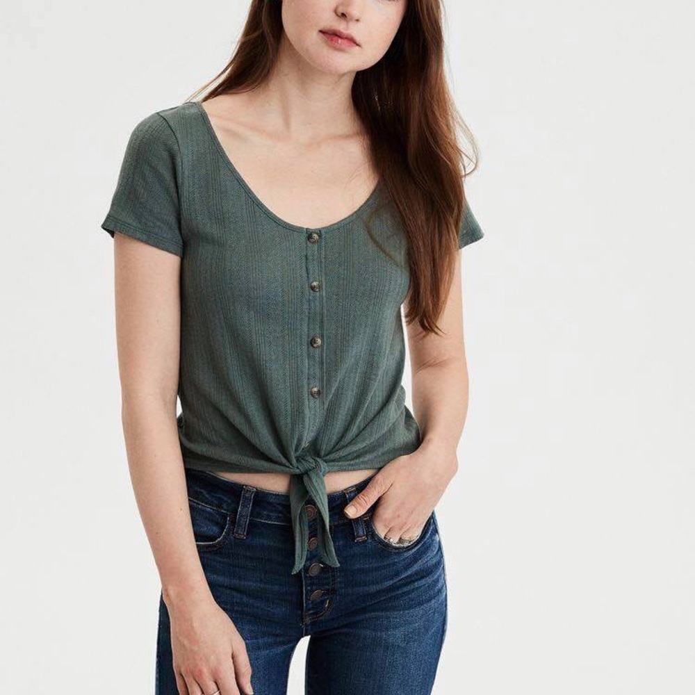 American Eagle Button Down Tie Shirt
